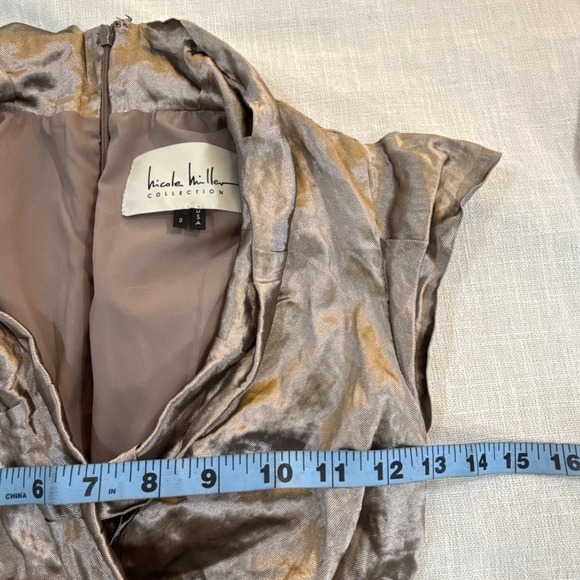 Nicole Miller Dress 0 Bronze Babydoll Ruched Mermaid Formal Gown Evening - Picture 9 of 12